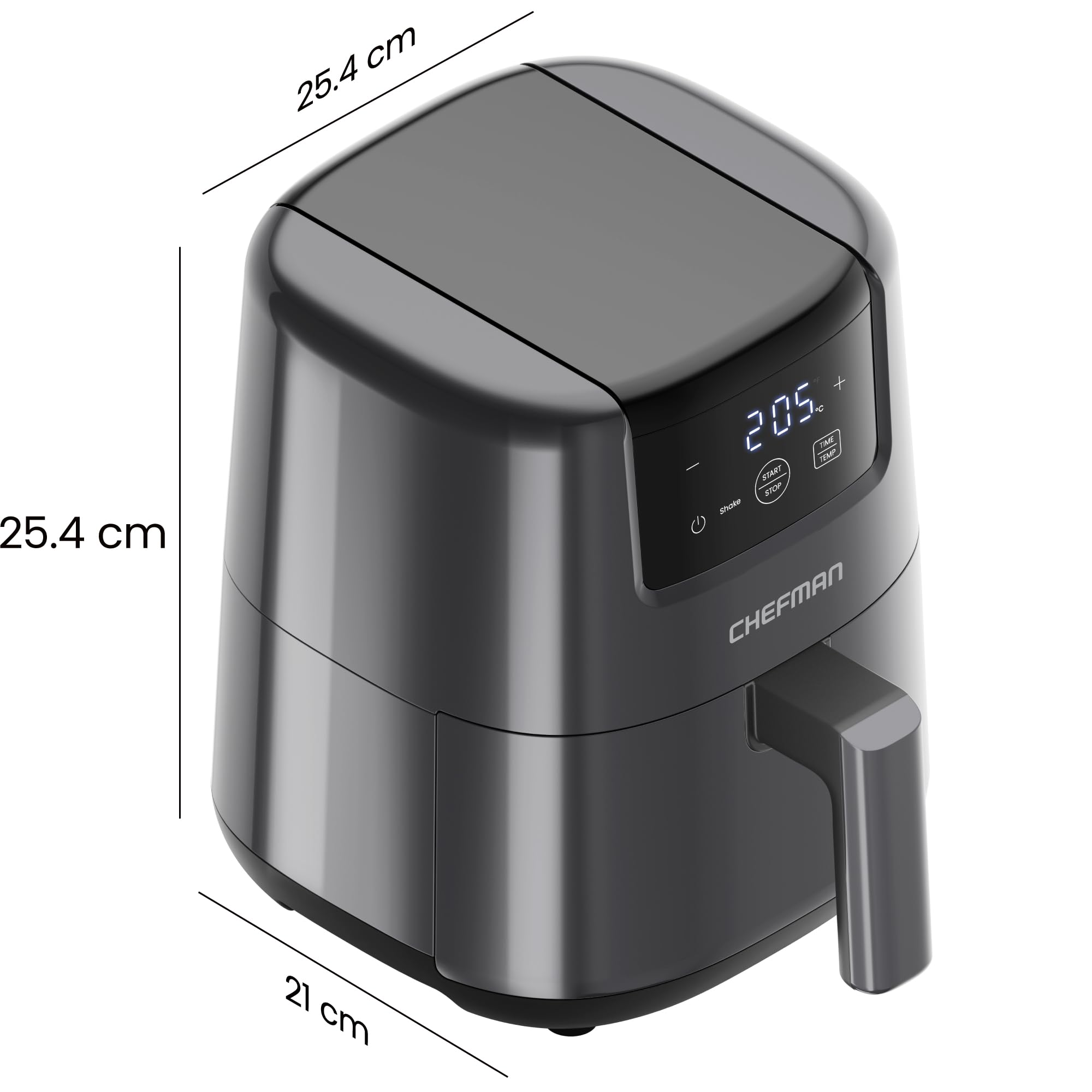 Chefman 2L Mini Air Fryer – Digital Space-Saving Compact Air Fryer with Nonstick and Dishwasher Safe Basket, Quick & Easy Meals in Minutes, Features Digital Timer and Shake Reminder – Grey