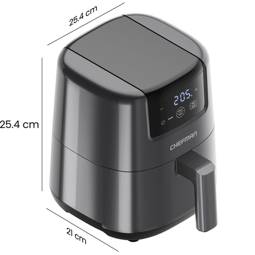 Chefman 2L Mini Air Fryer – Digital Space-Saving Compact Air Fryer with Nonstick and Dishwasher Safe Basket, Quick & Easy Meals in Minutes, Features Digital Timer and Shake Reminder – Grey