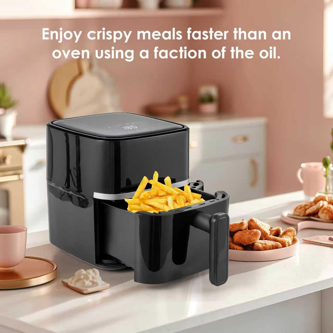 Vencier 2.8L Air Fryer 1000W, 220-240V Compact Healthy Fryer with LED Touchscreen, Dishwasher Safe Basket, Low Oil Cooking, Quiet & Energy Saving, Ideal for 1–3 Servings, Small Kitchen & Caravan