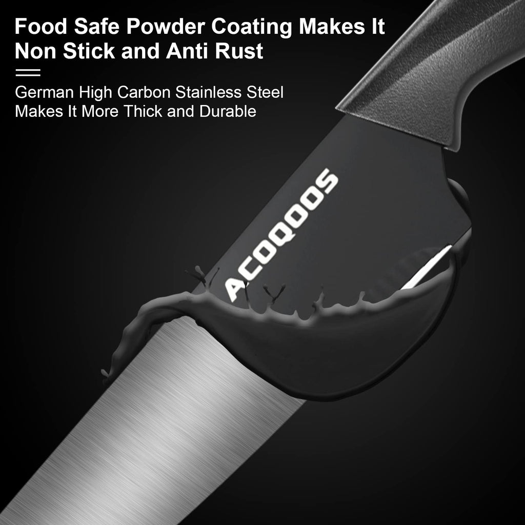 Knife Set with Block, 14 Piece with Built-in Sharpener, Kitchen Knives for Chopping, Slicing, Dicing Cutting by ACOQOOS