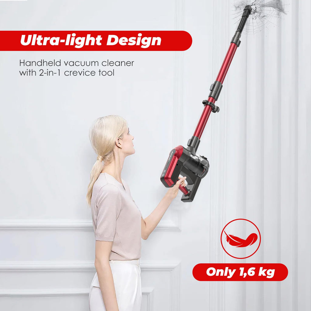Akitas V10A Cordless Vacuum Cleaner 450W BLDC Motor 45kPa Suction 60min Runtime Lightweight Stick & Handheld LED Power Brush with Green Light Tangle-Free Ideal for Carpet Hard Floors & Pet Hair