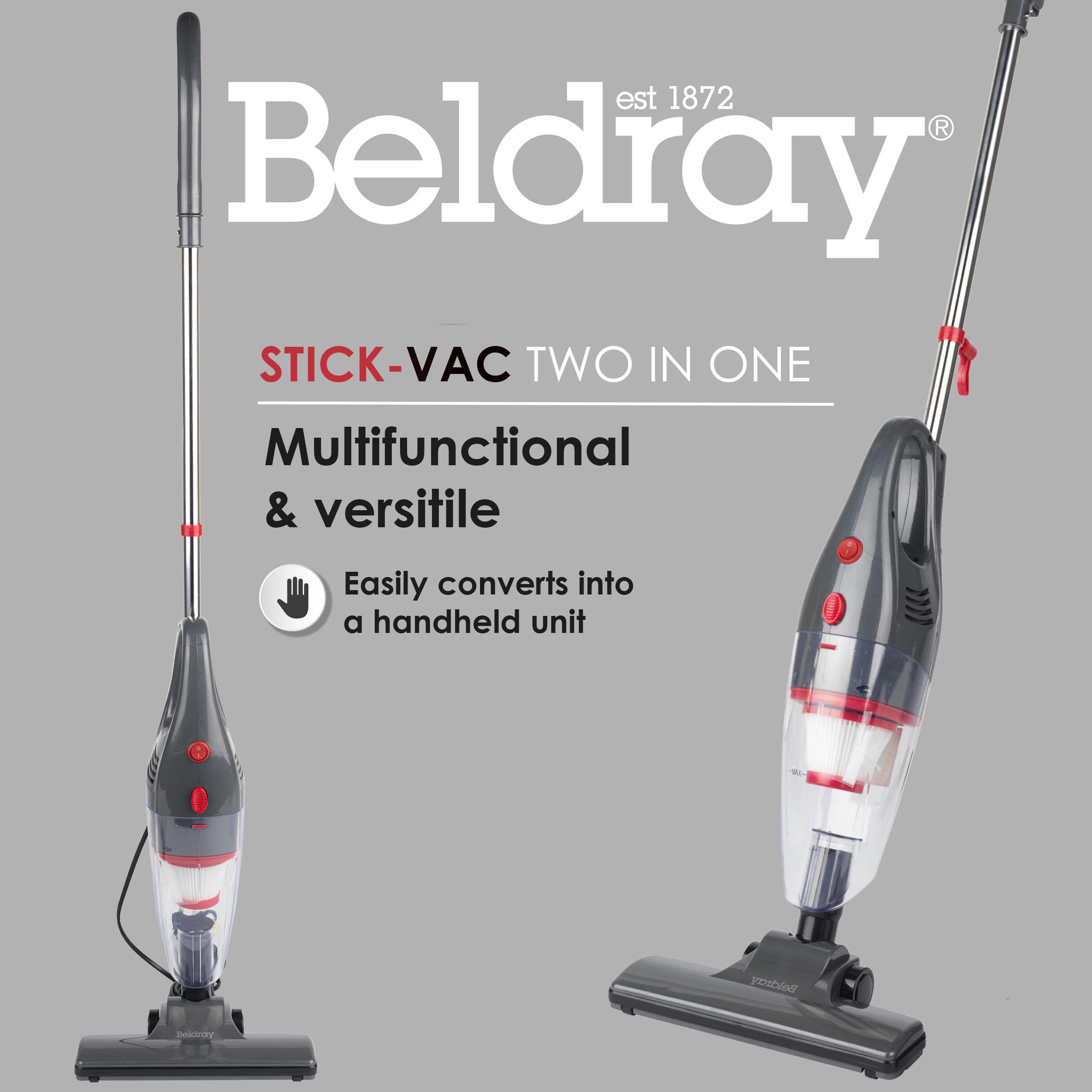Beldray 2 in 1 Upright Vacuum Cleaner, Corded Handheld Vacuum Cleaner, Lightweight, Bagless, with 1L Dust Tank, HEPA Filter, 600W, Crevice and Brush Tools, Stairs, Upholstery and Car