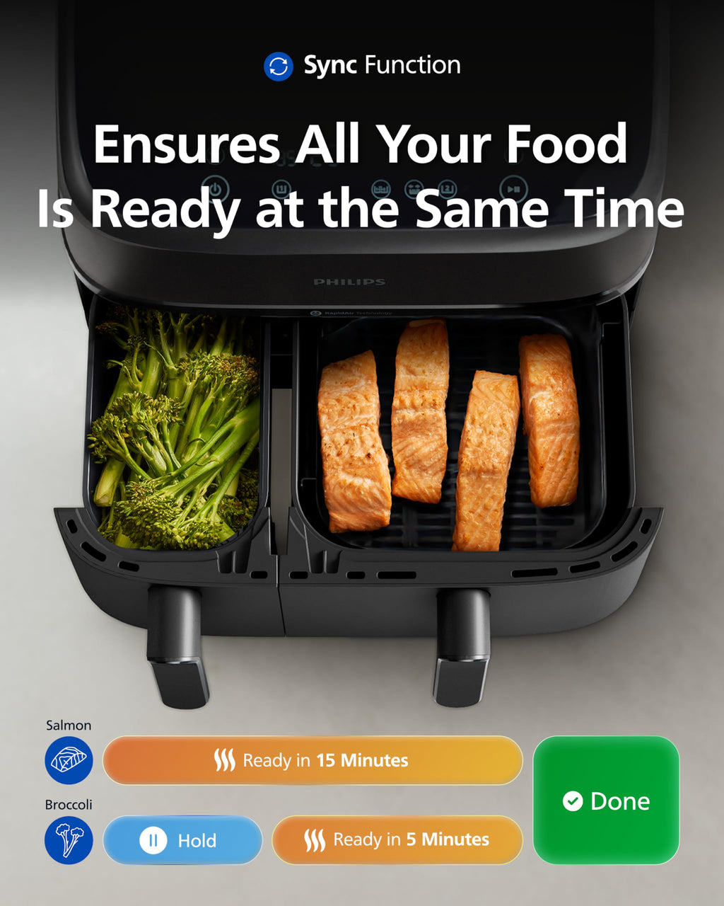 Philips Airfryer 3000 Series Dual Basket - 2 Drawer Air Fryer, 3L + 6L Capacity, RapidAir Plus Technology, 13 Ways to Cook, 90% Less Fat, Easy to Clean, Digital Touchscreen, Energy Saving (NA350/00)