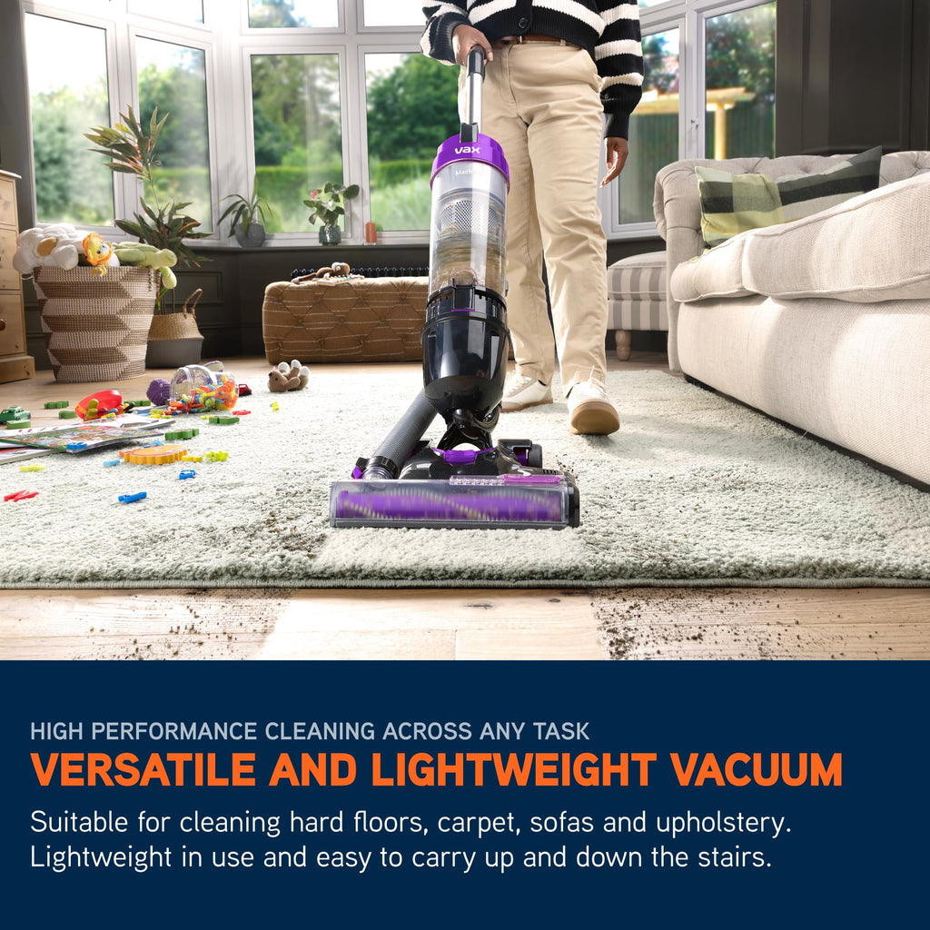 Vax Mach Air Corded Upright Bagless Vacuum Cleaner, Lightweight, Handheld Tool Attachments for Hair, Car, Upholstery, Bed, Mattress, Home cleaning, 820W, 4.9kg, Purple, UCA1GEV1