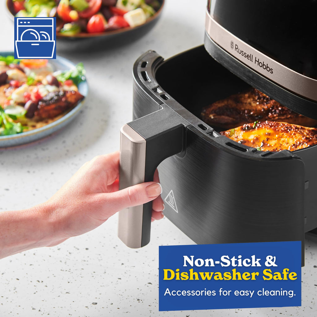 Russell Hobbs Air Fryer, Digital, 4.3L Capacity, 9 in 1, Air Fry, Bake, Roast, Grill, Keep Warm, 40-200℃ Temp Range, Oil Free Cooking, Dishwasher Safe Attachments, 1300W