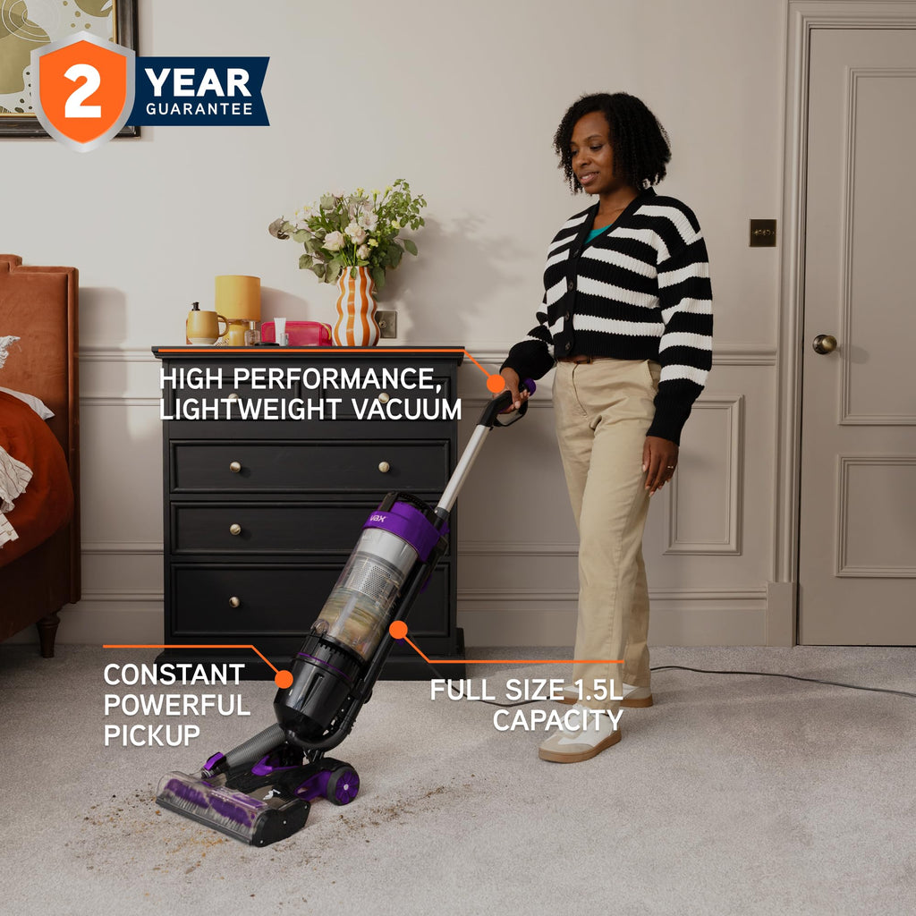 Vax Mach Air Corded Upright Bagless Vacuum Cleaner, Lightweight, Handheld Tool Attachments for Hair, Car, Upholstery, Bed, Mattress, Home cleaning, 820W, 4.9kg, Purple, UCA1GEV1