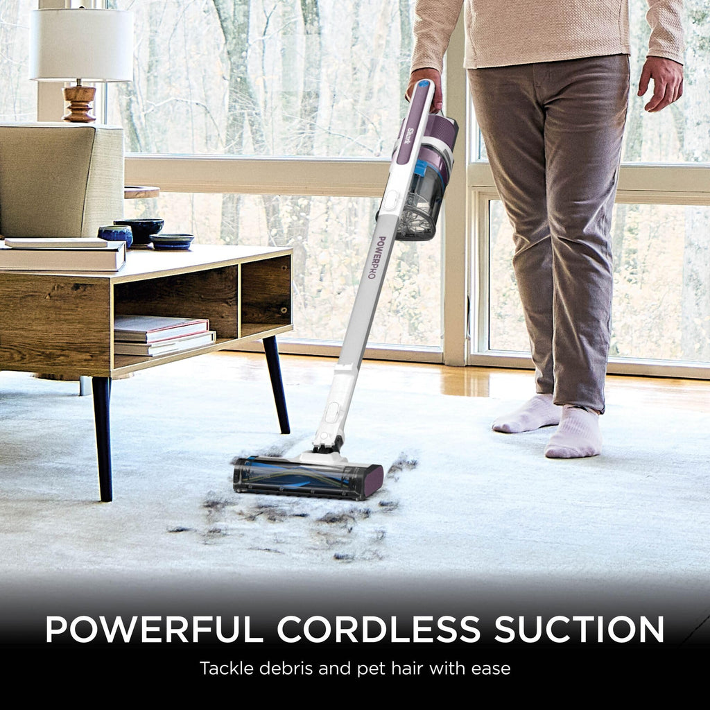 Shark PowerPro Cordless Stick Vacuum Cleaner, Anti Hair Wrap, FloorDetect Tech, Anti-Allergen, Up to 50min Runtime, XL Dust Cup, Handheld Mode, Crevice & Upholstery Tool, Silver/Mauve IZ370UK