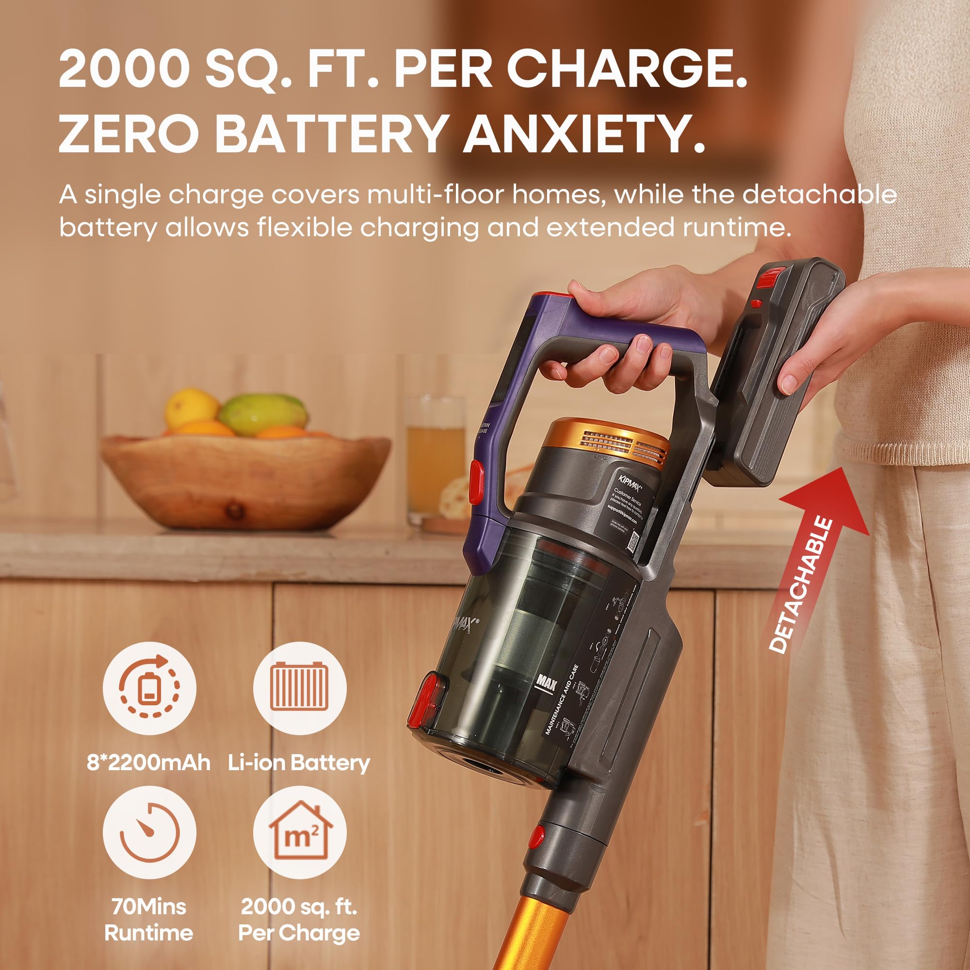 X20 Cordless Vacuum Cleaner with Aromatherapy, 50KPa/550W/70Mins Stick Vacuum, 1.5L Dustbin handheld Vacuum Self-Standing, Rechargeable Battery, Anti-Tangled, LED Display for Pet Hair/Carpet/Floor